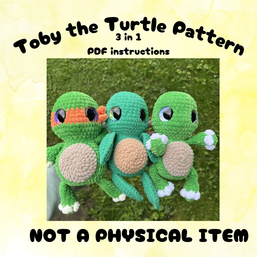 Toby the low sew turtle Crochet Pattern PDF - NOT A PHYSICAL ITEM