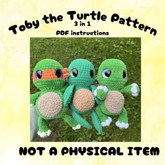 Toby the low sew turtle Crochet Pattern PDF - NOT A PHYSICAL ITEM